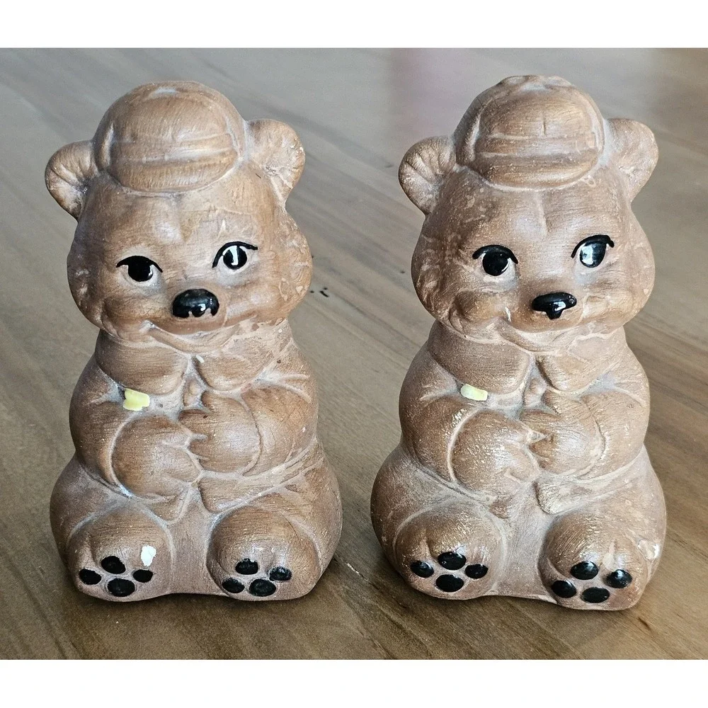 Vintage MCM Hirsch Mfg Co Teddy Bear Salt And Pepper Shakers‎ Made In USA